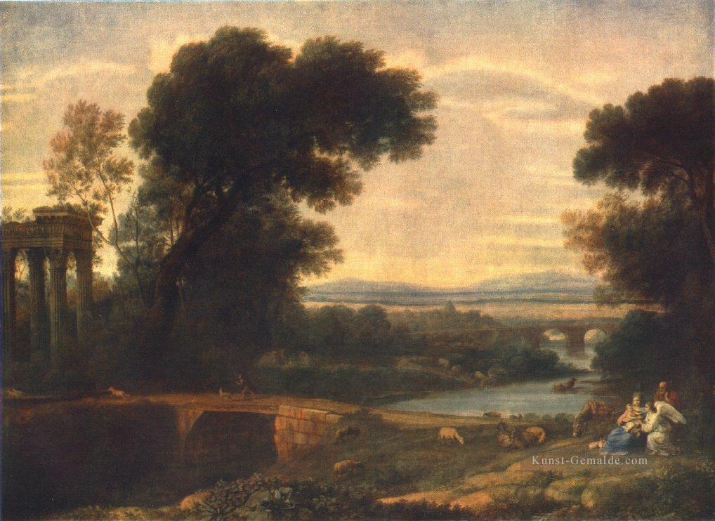 Landschaft mit der Ruhe auf der Flucht nach Ägypten 1666 Claude Lorrain Ölgemälde